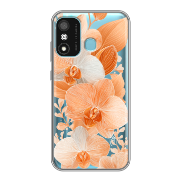 Силиконовый чехол на Itel A27 с принтом Бежевые цветы