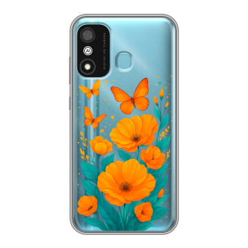 Силиконовый чехол на Itel A27 с принтом цветы бабочки