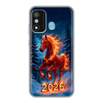 Силиконовый чехол на Itel A27 с принтом Новый год коня