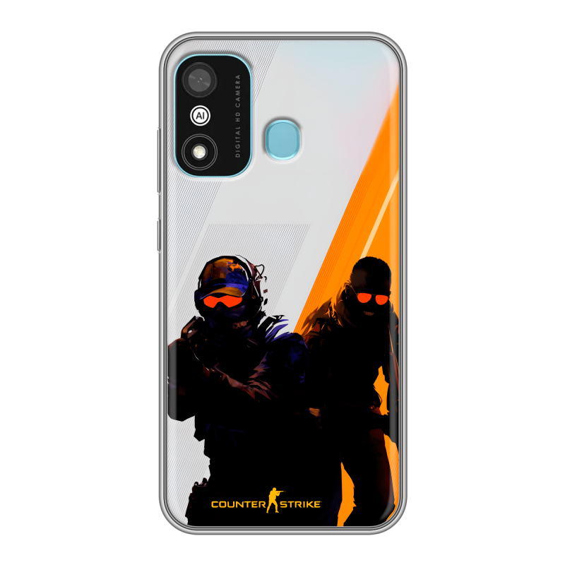 Силиконовый противоударный чехол на Itel A27 с принтом Контер страйк Counter strike Силиконовый противоударный чехол на Itel A27 с принтом Контер страйк Counter strike