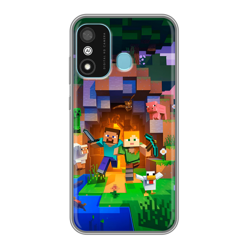 Силиконовый чехол на Itel A27 с принтом Майнкрафт Minecraft Силиконовый чехол на Itel A27 с принтом Майнкрафт Minecraft