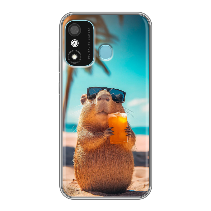 Силиконовый противоударный чехол на Itel A27 с принтом Капибара Силиконовый противоударный чехол на Itel A27 с принтом Капибара