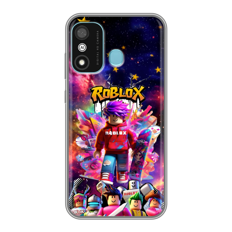 Силиконовый противоударный чехол на Itel A27 с принтом Roblox Роблокс Силиконовый противоударный чехол на Itel A27 с принтом Roblox Роблокс