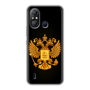 Силиконовый чехол на Itel A49 с принтом Герб России желтый Силиконовый чехол на Itel A49 с принтом Герб России желтый
