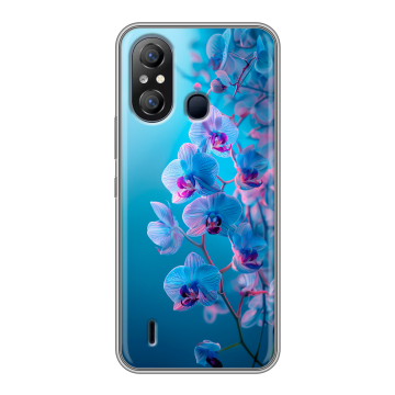 Силиконовый чехол на Itel A49 с принтом голубые орхидеи Силиконовый чехол на Itel A49 с принтом голубые орхидеи