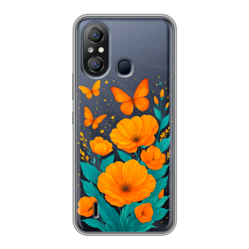 Силиконовый чехол на Itel A49 с принтом цветы бабочки