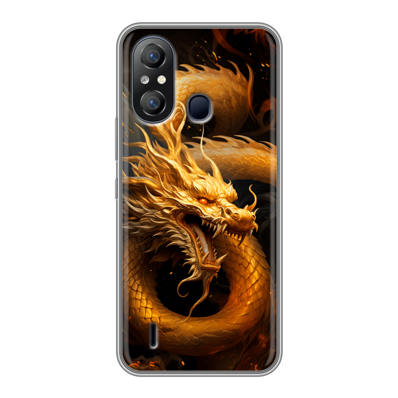 Силиконовый чехол на Itel A49 с принтом Золотой дракон Силиконовый чехол на Itel A49 с принтом Золотой дракон