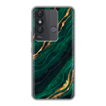 Силиконовый чехол на Itel Vision 3 Plus с принтом Мрамор зеленое золото Силиконовый чехол на Itel Vision 3 Plus с принтом Мрамор зеленое золото