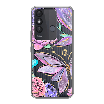 Силиконовый чехол на Itel Vision 3 Plus с принтом Бабочки и цветы