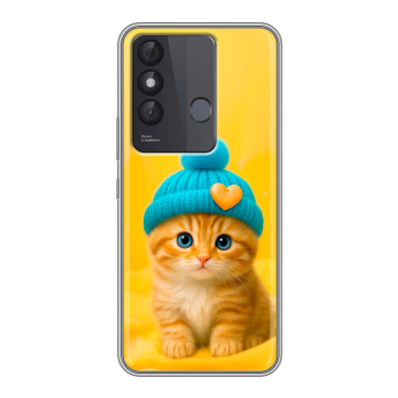 Силиконовый чехол на Itel Vision 3 Plus с принтом Котенок в шапке Силиконовый чехол на Itel Vision 3 Plus с принтом Котенок в шапке