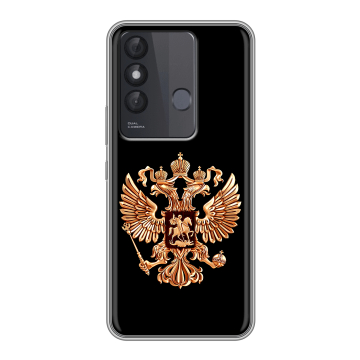 Силиконовый чехол на Itel Vision 3 Plus с принтом Герб России золотой Силиконовый чехол на Itel Vision 3 Plus с принтом Герб России золотой