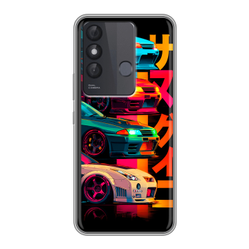 Силиконовый чехол на Itel Vision 3 Plus с принтом Гоночные машины Силиконовый чехол на Itel Vision 3 Plus с принтом Гоночные машины