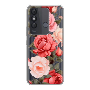 Силиконовый чехол на Itel Vision 3 Plus с принтом Розы