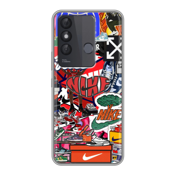Силиконовый чехол на Itel Vision 3 Plus с принтом Найк Nike яркий