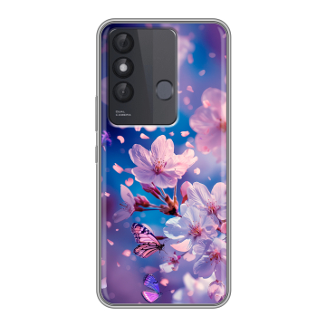 Силиконовый чехол на Itel Vision 3 Plus с принтом цветы бабочки