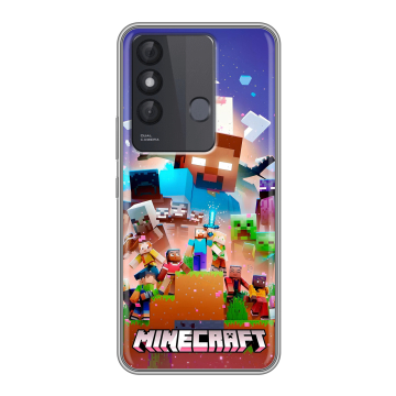 Силиконовый чехол на Itel Vision 3 Plus с принтом Майнкрафт Minecraft Силиконовый чехол на Itel Vision 3 Plus с принтом Майнкрафт Minecraft