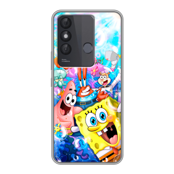 Силиконовый чехол на Itel Vision 3 Plus с принтом спанчбоб спанч боб Силиконовый чехол на Itel Vision 3 Plus с принтом спанчбоб спанч боб