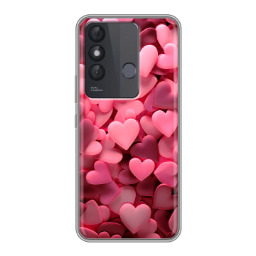 Силиконовый чехол на Itel Vision 3 Plus с принтом розовые сердечки