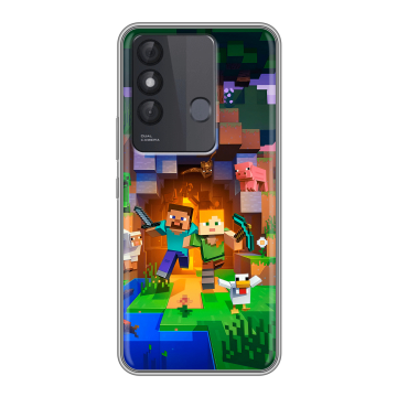 Силиконовый чехол на Itel Vision 3 Plus с принтом Майнкрафт Minecraft Силиконовый чехол на Itel Vision 3 Plus с принтом Майнкрафт Minecraft