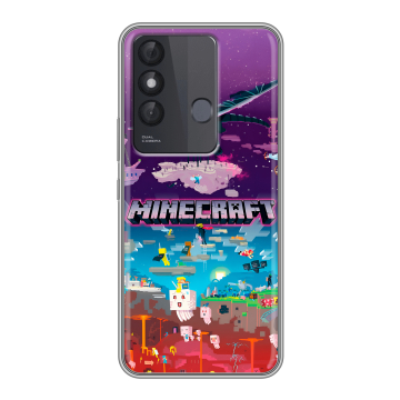 Силиконовый чехол на Itel Vision 3 Plus с принтом Майнкрафт Minecraft