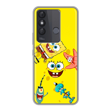 Силиконовый чехол на Itel Vision 3 Plus с принтом Спанч боб Спанчбоб Силиконовый чехол на Itel Vision 3 Plus с принтом Спанч боб Спанчбоб