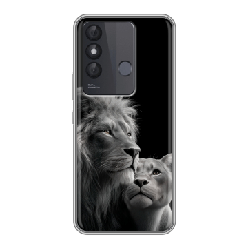 Силиконовый чехол на Itel Vision 3 Plus с принтом Лев кошки