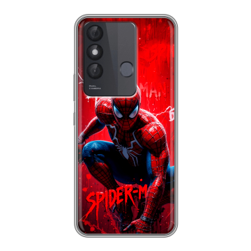 Силиконовый чехол на Itel Vision 3 Plus с принтом Spiderman Человек паук Силиконовый чехол на Itel Vision 3 Plus с принтом Spiderman Человек паук