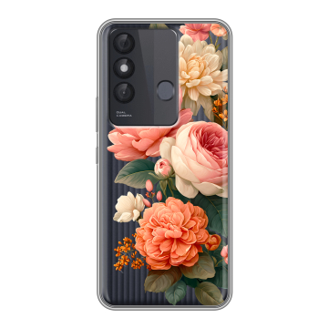 Силиконовый чехол на Itel Vision 3 Plus с принтом цветы