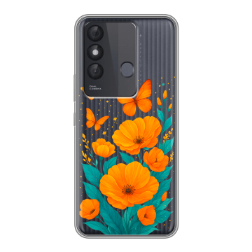 Силиконовый чехол на Itel Vision 3 Plus с принтом цветы бабочки