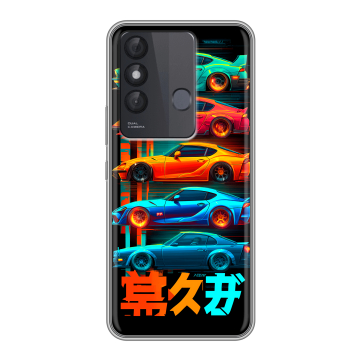 Силиконовый чехол на Itel Vision 3 Plus с принтом машины тачки