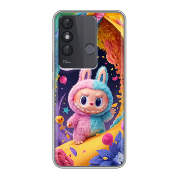 Силиконовый чехол на Itel Vision 3 Plus с принтом Labubu Лабубу Силиконовый чехол на Itel Vision 3 Plus с принтом Labubu Лабубу