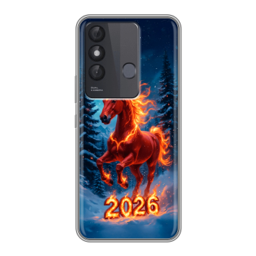 Силиконовый чехол на Itel Vision 3 Plus с принтом Новый год коня