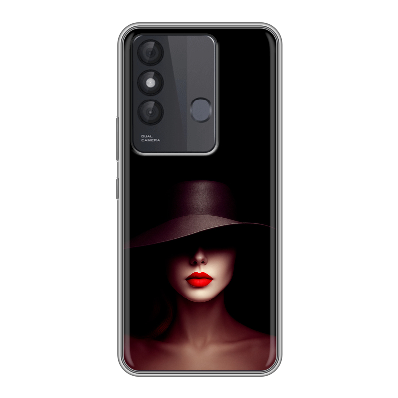 Силиконовый противоударный чехол на Itel Vision 3 Plus с принтом Девушка в шляпе Силиконовый противоударный чехол на Itel Vision 3 Plus с принтом Девушка в шляпе