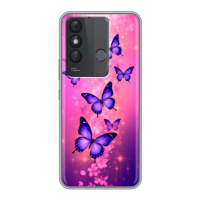 Силиконовый чехол на Itel Vision 3 Plus с принтом Бабочки Силиконовый чехол на Itel Vision 3 Plus с принтом Бабочки