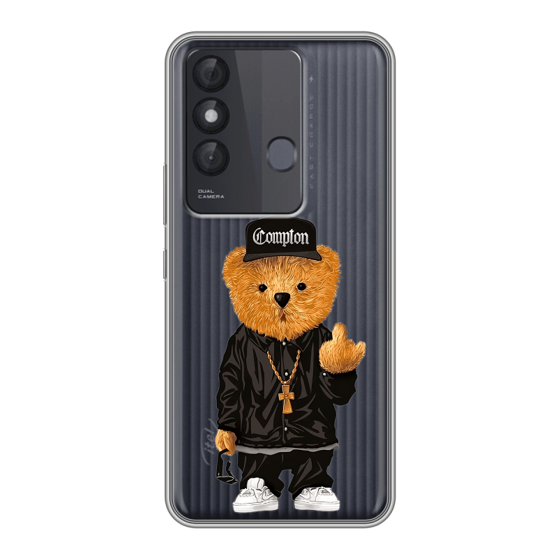 Силиконовый противоударный чехол на Itel Vision 3 Plus с принтом Мишка Силиконовый противоударный чехол на Itel Vision 3 Plus с принтом Мишка