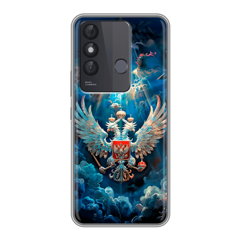 Силиконовый чехол на Itel Vision 3 Plus с принтом Герб флаг России Силиконовый чехол на Itel Vision 3 Plus с принтом Герб флаг России