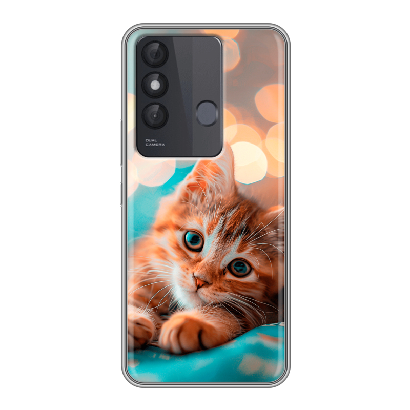 Силиконовый противоударный чехол на Itel Vision 3 Plus с принтом котик Силиконовый противоударный чехол на Itel Vision 3 Plus с принтом котик