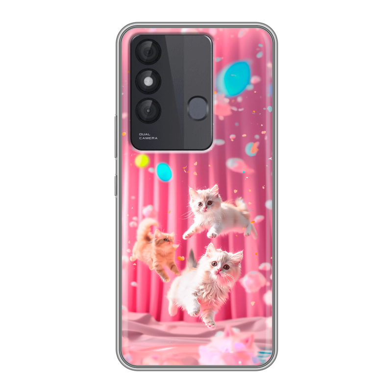 Силиконовый чехол на Itel Vision 3 Plus с принтом милые котики Силиконовый чехол на Itel Vision 3 Plus с принтом милые котики