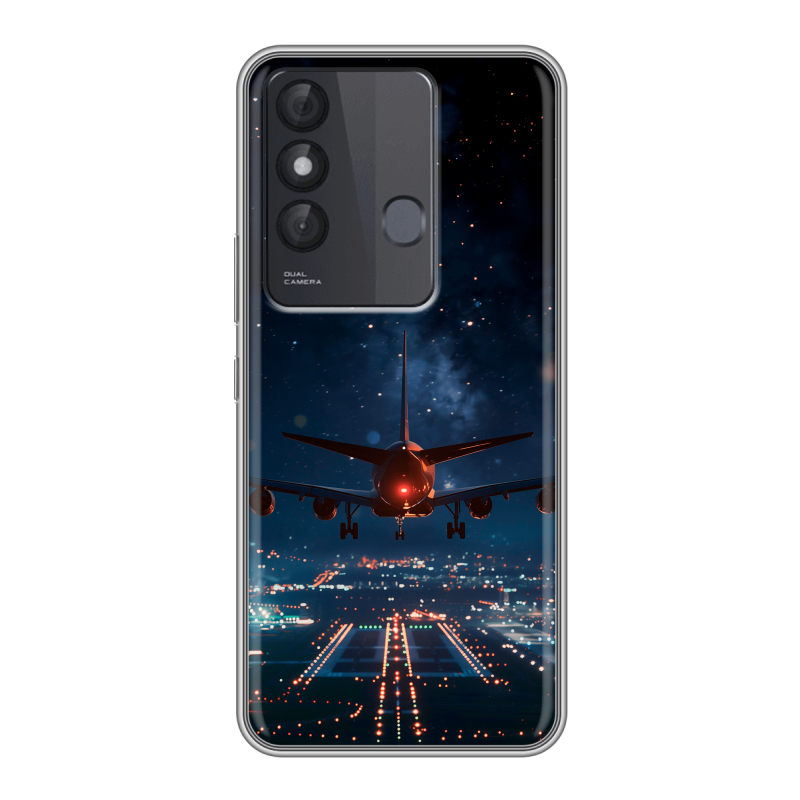 Силиконовый противоударный чехол на Itel Vision 3 Plus с принтом самолет Силиконовый противоударный чехол на Itel Vision 3 Plus с принтом самолет