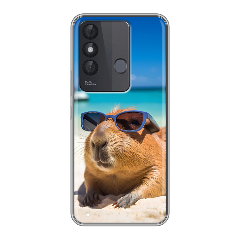 Силиконовый чехол на Itel Vision 3 Plus с принтом Капибара Силиконовый чехол на Itel Vision 3 Plus с принтом Капибара