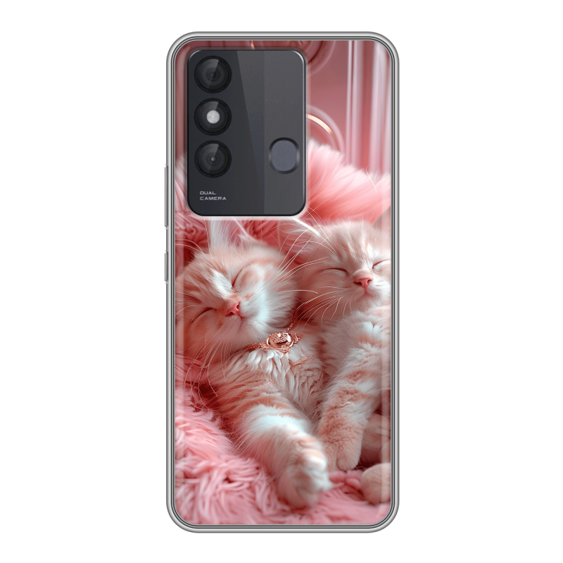 Силиконовый противоударный чехол на Itel Vision 3 Plus с принтом котята котики Силиконовый противоударный чехол на Itel Vision 3 Plus с принтом котята котики
