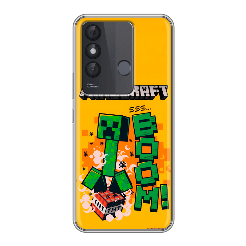 Силиконовый чехол на Itel Vision 3 Plus с принтом Майнкрафт Minecraft Силиконовый чехол на Itel Vision 3 Plus с принтом Майнкрафт Minecraft