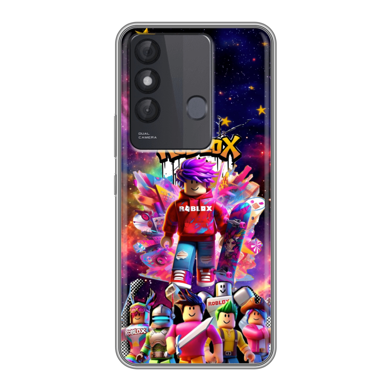 Силиконовый противоударный чехол на Itel Vision 3 Plus с принтом Roblox Роблокс Силиконовый противоударный чехол на Itel Vision 3 Plus с принтом Roblox Роблокс