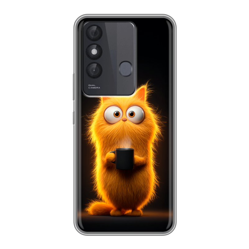 Силиконовый противоударный чехол на Itel Vision 3 Plus с принтом Смешной кот Силиконовый противоударный чехол на Itel Vision 3 Plus с принтом Смешной кот