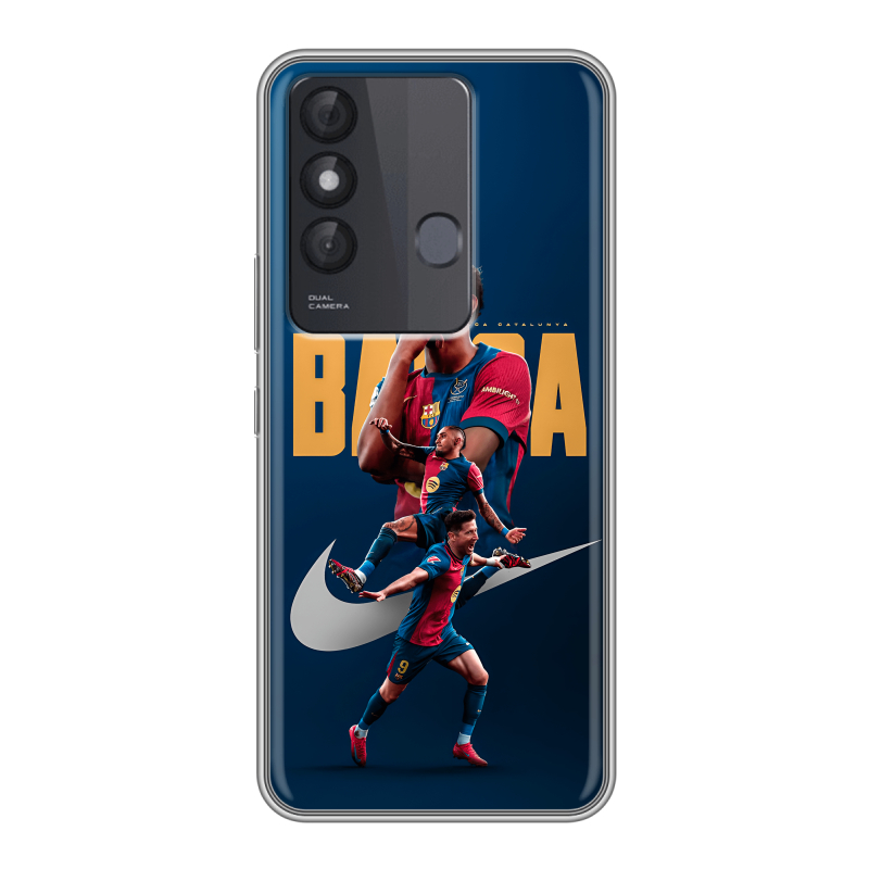 Силиконовый противоударный чехол на Itel Vision 3 Plus с принтом Барселона Barca Yamal Силиконовый противоударный чехол на Itel Vision 3 Plus с принтом Барселона Barca Yamal