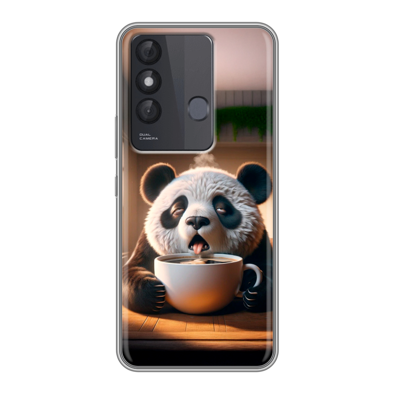 Силиконовый противоударный чехол на Itel Vision 3 Plus с принтом смешная панда Силиконовый противоударный чехол на Itel Vision 3 Plus с принтом смешная панда