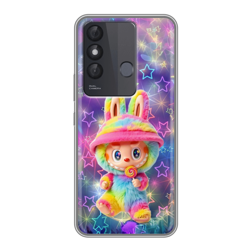 Силиконовый противоударный чехол на Itel Vision 3 Plus с принтом Labubu Лабубу Силиконовый противоударный чехол на Itel Vision 3 Plus с принтом Labubu Лабубу