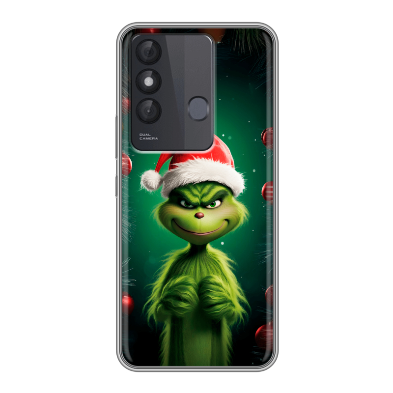 Силиконовый чехол на Itel Vision 3 Plus с принтом Гринч Новый год Рождество Силиконовый чехол на Itel Vision 3 Plus с принтом Гринч Новый год Рождество