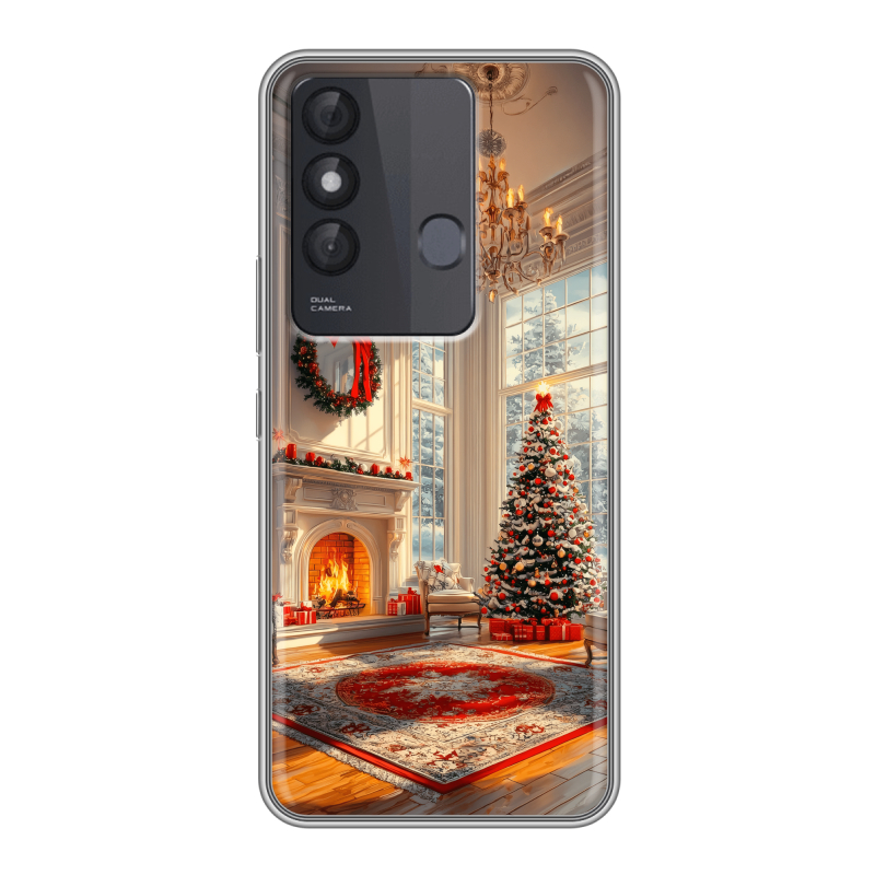 Силиконовый противоударный чехол на Itel Vision 3 Plus с принтом Новый год Силиконовый противоударный чехол на Itel Vision 3 Plus с принтом Новый год