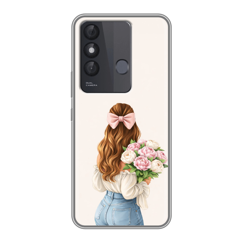 Силиконовый противоударный чехол на Itel Vision 3 Plus с принтом женский Силиконовый противоударный чехол на Itel Vision 3 Plus с принтом женский